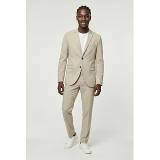 Anzug JACK & JONES "JPRFRANCO Extra schmal, pflegeleicht, stilvoll mit fallendem Revers", Herren, Gr. 52, N-Gr, beige (aluminum), Web, Obermaterial: 78% Polyester, 17% Viskose, 5% Elasthan, unifarben, slim fit, Anzüge Anzug, Materialmix aus Polyester, Viskose und Elasthan