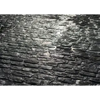 Rasch Tapete 363708 - Fototapete auf Vlies mit Natursteinpflaster in Schwarz aus der Kollektion Magicwalls - 2,65 m x 3,71 m (LxB)