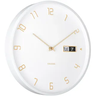 Karlsson Data Flip, Wand, Analoguhr, Kreis, weiß | Gr.: onesize