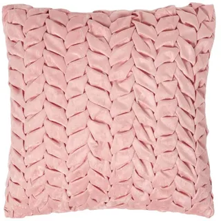 Homescapes Samtkissen Grace altrosa 45/45 cm plissiert in Flechtoptik , Textil , Uni , Füllung: Polyester , Quadratisch , 45x45 cm , Oeko-Tex® , Heimtextilien, Wohntextilien, Kissen, Zierkissen