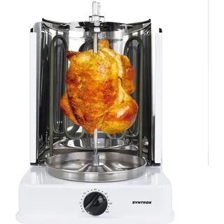 Syntrox Rotisserie Dönergrill mit 6 drehbaren Außenspießen und Timer Schwarz Weiß "weiß" - Weiß