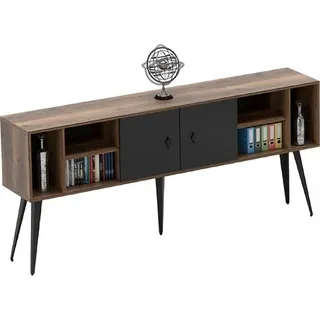 Sideboard Büroschrank Kommode Aktenschrank Arbeitszimmer Braun Schwarz - Braun