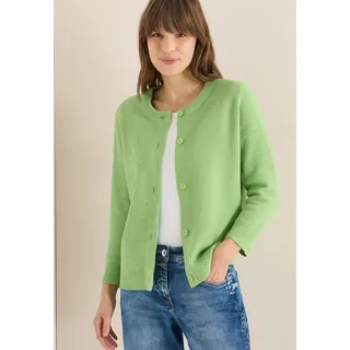 Cardigan CECIL, Damen, Gr. L (42), bamboo grün melange, Strick, Obermaterial: 37% Baumwolle, 34% Polyacryl, 26% Polyester, 3% sonstige Fasern, unifarben, bequem hüftbedeckend, Rundhals, Strickjacken Cardigan, mit Knopfleiste