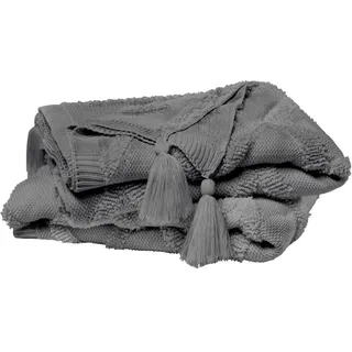 Primera Tagesdecke Kuscheldecke Boho, mit trendigen Bommeln grau