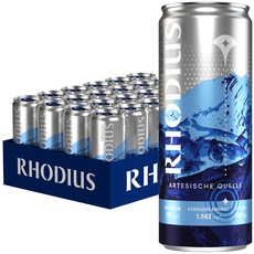 RHODIUS Mineralwasser - natürlich, prickelnd aus der Vulkaneifel - reich an wertvollen Mineralien und Magnesium - in der praktischen Getränkedose, EINWEG (24 x 330 ml)