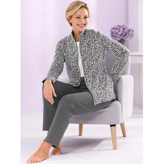 Hausanzug FEEL GOOD, Damen, Gr. 44/46, lila (anthrazit, flieder, gemustert), 75% Polyester, 20% Viskose, 5% Elasthan, Hose:95% Baumwolle, 5% Elasthan, Homewear-Sets Hausanzug
