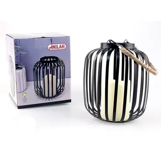 Dekorative Schwarze Laterne mit batteriebetriebener Kerze