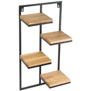 Wandregal , Schwarz , Holz, Metall , 38.5x79.5x20 cm , Handmade in Europe , hängend , Wohnzimmer, Regale, Wandregale