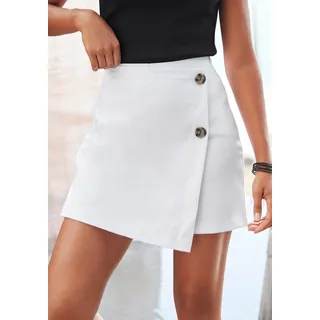 Buffalo Hosenrock "mit Zierknöpfen für den Sommer" in Wickeloptik mit Zierknöpfen, Skort, casual-chic, Sommerhose, weiß
