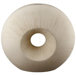 GILDE Deko Vase - runde Lochvase Donut Vase aus Keramik - Dekoration Weihnachten Geschenk Geburtstag Hochzeit - Farbe: Creme Höhe 33 cm