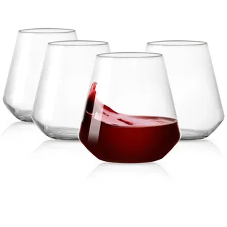 HAHASHOW Plastik Weingläser 4er Set Unzerbrechlich Tritan Kunststoff Weingläser ohne Stiel 17oz/500ml für Camping Party Whisky Saft