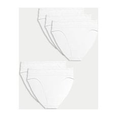 Womens M&S Collection 5pk Cotton Rich High Waisted High Leg Knickers - White, White - 20
