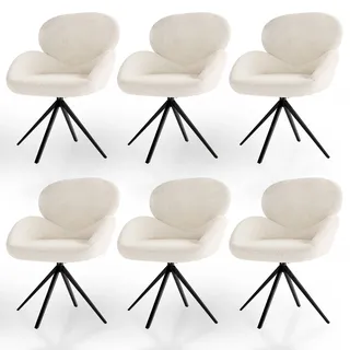 Juskys Drehstuhl Albano – Creme 6er Set