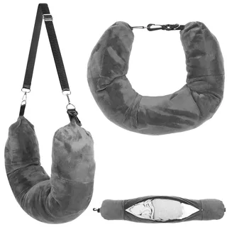Neyauo Reise Befüllbares Nackenkissen, 79 * 17cm Nackenhörnchen Flugzeug, Samt Nackenkissen Befüllbar, Travel Pillow Airplane, Kissen Flugzeug, für Zug Auto Büro Camping Reise Gadgets (Grau)
