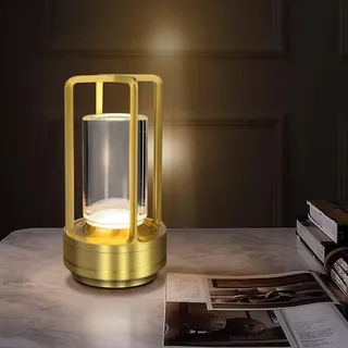 OOWOKS LED Tischlampe Kabellos Dimmbare Touch Akku Tischleuchte Wiederaufladbar Kristall-Laternen Lampe USB-C Aufladbar Batterie Indoor Outdoor Tischlampe für Restaurant Schlafzimmer Bar Esstisch