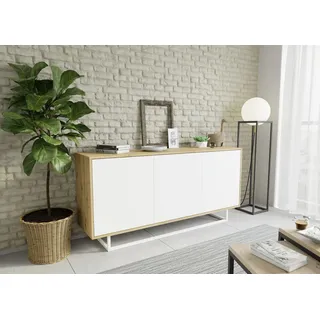 Kommode SANAYI II Artisan Eiche/ Weiß Matt, Untergestell Farbe- Weiß - Weiß