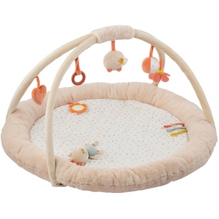 Nattou Krabbeldecke mit Spielbogen und verschiedenen Aktivitäten, Igel Zoë und Katze Lana, Aus Baumwolle und Polyester, Ca. 90 cm, Mila, Zoë und Lana, Beige