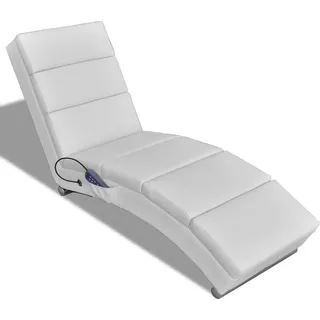 Massage-Chaiselongue Weiß Kunstleder - Weiß