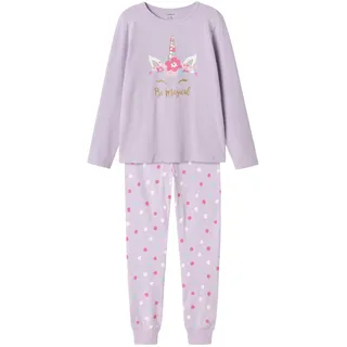 NAME IT Mädchen Girl Nachtwäsche-Set Langarm Nachtwäsche Set, Pastel Lilac, 98-104 EU