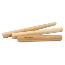 rewoodo Nudelholz Teigroller 3 Stück 20 cm, 30 cm und 40 cm aus Buche mit Walnussöl veredelt Premium Küchenutensil aus Deutschland