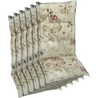 GO-DE Hochlehnerauflage Schmetterling beige - Maße BxLxH ca.: 50 cm x 120 cm x 6 cm, beige