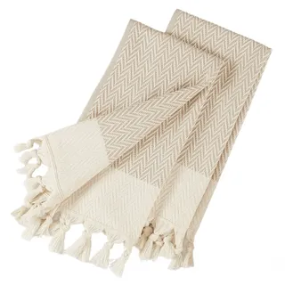 Küchentücher Deko 2er Set 100% Baumwolle Geschirrtuch Set (14x30 Zoll, Beige)