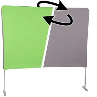 Manfrotto Videokonferenz-Hintergrund - Zusammenklappbarer Aluminiumrahmen mit doppelseitiger Abdeckung: Chroma Grün/Grau - 2 m x 2 m - MLVC2201GG