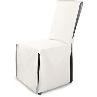 SCHEFFLER-Home Stuhlhusse Mila 4er Set/Festlicher Stuhlbezug mit Schleife für Weihnachten, Hochzeit, Geburtstag/Elegante Bankett-Husse für jeden Anlass und Stuhl/Für Esszimmer, Wohnzimmer/Ecru