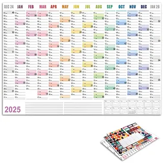 GHPKOTW Wandkalender 2025 Groß (55,2×74,2Cm),Jahresplaner 2025 Quer Als Kalender Für Die Wand,Querformat, Gefaltet - Wandplaner, Jahreskalender, Plakatkalender, Wall Calendar.