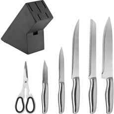 Galicja Messerblock mit Messer + Küchenschere – Küchenmesser-Set – Messerset mit Block – Messerblock-Set – Küchenmesserblock-Set – Messer Rostfrei – 7-teiliges Set 17x9,5x34cm WILSON