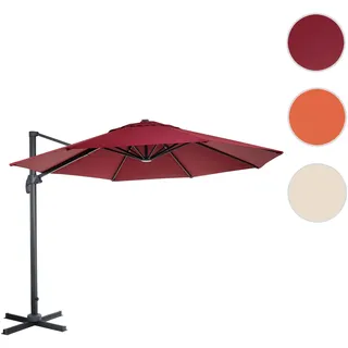 Gastronomie-Ampelschirm HWC-A96, Sonnenschirm, rund Ø 3m Polyester Alu/Stahl 23kg ~ bordeaux ohne St
