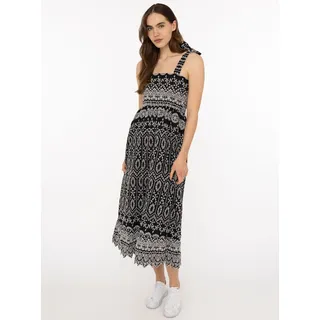 Zwillingsherz Maxikleid ""Lochstickerei"" Ohne Taschen knöchellang, mit verstellbaren Trägern, Lochspitze, schwarz