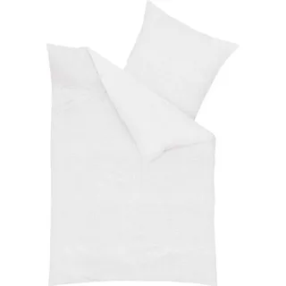 Kaeppel Seersucker Bettwäsche Weiss Uni Einfarbig 155 x 220 cm + 80 x 80 cm - Weiß