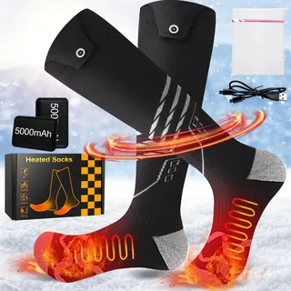 LABEHOLD Beheizte Socken für Damen und Herren, 5000 mAh, wiederaufladbare beheizte Socken, 3 Temperaturen, elektrische Thermosocken für Outdoor-Reiten, Camping, Wandern, Motorradfahren, Skifahren