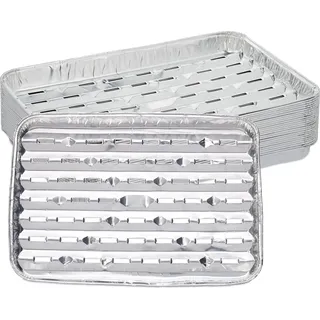 Relaxdays Grillschale 34 x 22 cm Aluminium Silber