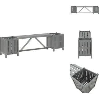 vidaXL Gartenbank mit 2 Pflanzkübeln 150 cm Massivholz Akazie Grau - Gartenbänke - Grau