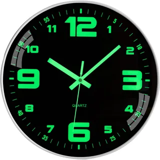 ACCSHINE Leuchtend Wanduhr Ohne Tickgeräusche Lautlos 30cm | Modern Groß Wanduhr Leuchtend Batteriebetrieb Quarz Einfach zu Lesen für Wohnzimmer Küche Schlafzimmer Büro Kinderzimmer