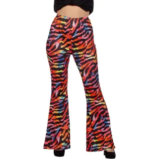 WILBERS & WILBERS 4330 - Flared Leggings mit Tigermuster für Damen, Animal Print, Schlaghose für Festival, Karneval