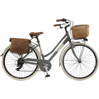 Via Veneto by Canellini Fahrrad Citybike Frau Aluminium mit Korb und Tasche - Grau 46 - Grau