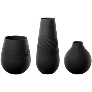 Villeroy & Boch "Vasen-Set Manufacture Collier 3er Set schwarz", schwarz,