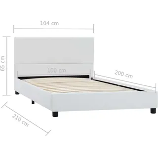 vidaXL Bettgestell Weiß Kunstleder 100x200 cm - Weiß