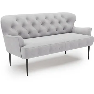 CAVADORE 2,5-Sitzer Küchensofa Amba, Trendige Sitzbank für Küche oder Esszimmer / 173 x 97 x 87 / Flachgewebe: Hellgrau