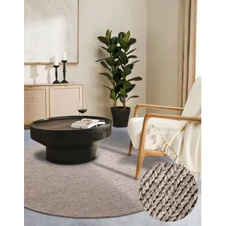 Villeroy & Boch Francois Rund - Natur Wohnzimmerteppich - Handgewebt & Natürlich - Boho Teppich Wolle für Wohnzimmer, Schlafzimmer, Esszimmer, Flur, Küche – Linen, 160cm