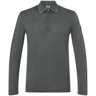 super.natural Zip Polo LS dark shadow melange XXL