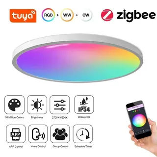 Tuya LED-Deckenleuchte 24W Smart Zigbee dimmbar RGBCW ultradünn