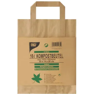 Papstar Müllsäcke 10 L Tragegriff braun, 28 x 22 x 28 cm, 15 Stück