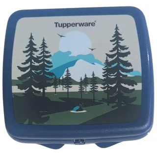 Tupperware Sandwichbox, Aufbewahrungsbox, Brotdose quadratisch, mit Scharnier und Verriegelung Lunchbox, Sandwichbox blau dunkelblau