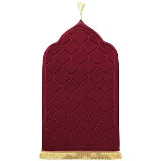 LAVAMOND Gepolstert Gebetsteppich Türkischer Stil Seccade Weich Prayer Mat für Eid Reisen Ramadan Islamischer Muslimische Matte Muslim Gebets Beten Teppich Herren Damen-Teppich Dicker Stoff (Tiefrot)