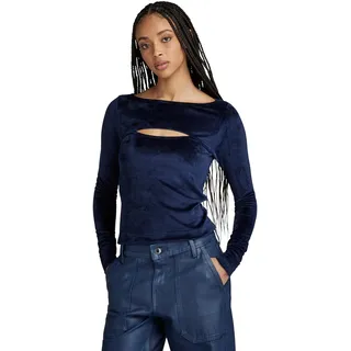 G-Star RAW Damen Cut-Out Slim Boatneck Top, Blau (warm Sartho D23811-D422-C423), L
