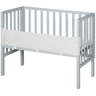 roba Beistellbett 2in1 safe asleep® mit Matratze - Mesh Barriere - - Komplettes Anstellbett - Bett Set für Babys - Holz taupe